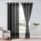 DWCN Sheer Voile Vorhang mit Ösen Gardinen Kurz Durchlässige Vorhänge Weiss Vorhang Transparent, Schwarz, 240x132cm(HxB)