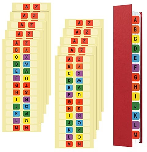 260 Stück Index Tabs Selbstklebende Register A-Z Alphabetische Registerregister, Transparente Register Tabs Aufkleber für Ordner Notebook Datei