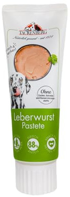TACKENBERG Leberwurst Pastete in der Tube - 12x75 g - leckerer natürlicher Snack in Premiumqualität - schonend gekocht - getreidefrei - zur Belohnung als Leckerli