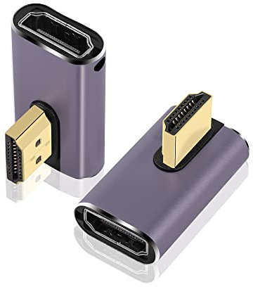 PNGKNYOCN Adattatore da 270 gradi HDMI 8K, angolo retto 2 pacchetto HDMI 2.1 Supporto convertitore da maschio a femmina 8K@60Hz/4K@120Hz HDR, per HDTV, proiettore, laptop (Right Bend)