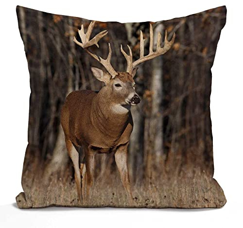 Tomda Dekorativer Kissenbezug für Hirschgras, Jagd, rustikales Bauernhaus, quadratisch, für Zuhause, Sofa, Couch, Dekoration, 45 x 45 cm