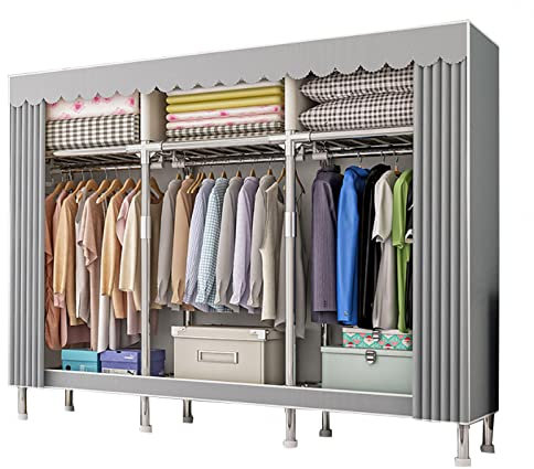 Kleiderschrank Faltschrank Stoffschrank mit Kleiderstange und Ablagen, Faltbare Garderobe für Schlafzimmer, Ankleidezimmer, Textil Garderobe,168x46x173cm