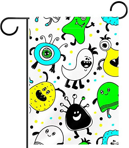 Monster White Garden Flag Verticale Doppio Lato Stagionale Agriturismo Yard Decorazioni Esterne