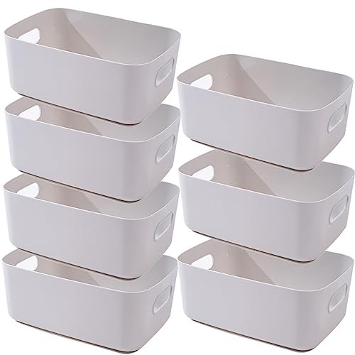 NCRGB 7 Aufbewahrungsbox Kunststoff Aufbewahrungskorb mit Griffen 25×18×10cm,Badezimmer Küchenschrank Organizer,Aufbewahrungskorb Aufbewahrungsbox Küche,Boxen Aufbewahrung für Küche,Bad(Grau)