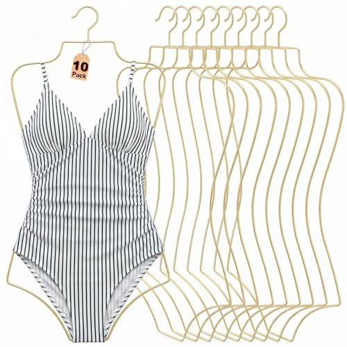 SYNHOZZ Grucce in metallo a forma di corpo per costumi da bagno, ganci per biancheria intima, bikini, costumi da bagno, armadio, organizer per vestiti, cappotti, reggiseni sportivi (oro, 10 pezzi)