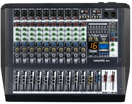 Weymic M Professional Mixer /w 16 DSP Effect /w Graphic Equalizer for Recording DJ Stage Karaoke Music Application w/USB XLR Microphone Jack, 48V Power (M11)