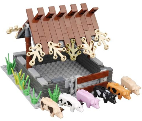 KoDeer Custom Minifiguren Set, MOC Schweinestall Bausatz, Custom Bauernhof-Szenerie Klemmbausteine Set