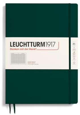 LEUCHTTURM1917 370274 Notizbuch Master Slim (A4+), Hardcover, 123 nummerierte Seiten, Forest Green, kariert