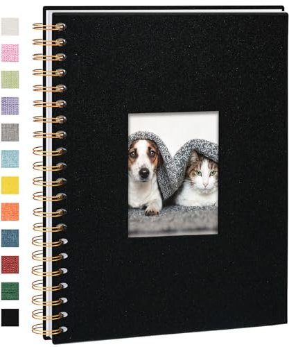 Vienrose Fotoalbum zum Selbstgestalten 28 x 20,5 cm, DIY Scrapbook Spiralalbum mit 80 Weißen Seiten, Leinen Fotoalbum zum Einkleben für Familien, Baby, Hochzeit, Jahrestag, Geburtstags, Schwarz