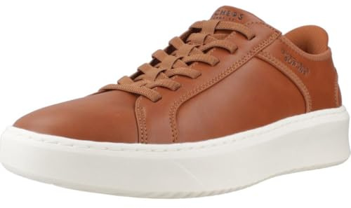 Skechers Men's Court Break Double Vented Trainers, Cognac Duraleather/Mesh, 8 UK