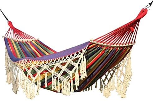 Single and double leisure hanging chairs, Camping Hammock Swing Hammock Thickened Canvas With Wood Spreader Bar Hiking Travel Hammock