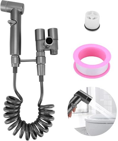 COZHYESS Hand Held Bidet Sprayer - Portable Bidet Sprayer Kit, with ABS Flexible Telescopic Shower Hose and Bracket Holder, for Bathroom Sink or Toilet(Gray)