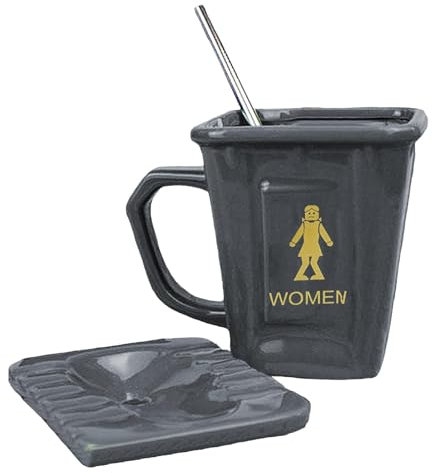 Evember Recycling Bin Mug | 450ML Funny Trash Can Mug with Handle,Recycling Bin Mug with Toilet Shaped Lid, Multi-Function Coffee Mug for Friends, Family