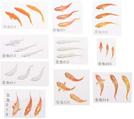 10 adhesivos transparentes 3D de peces dorados reales para resina, pintura y fabricación de joyas