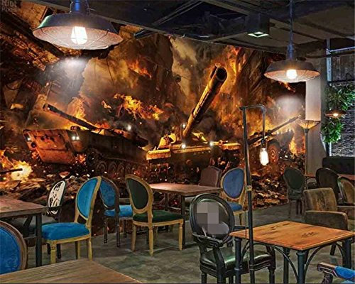 3D Fototapete 3D Effekt Panzer Größe:W150CMxH105CM Tapete Vlies Wandbild Wohnzimmer Hintergrundbilder Wanddeko