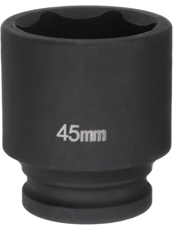 sourcing map Enchufe de impacto profundo de 6 puntos de 3/4 pulgadas, 45 mm, métrico, 40Cr de aleación de acero, tuerca de impacto