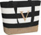 TAHAVICE Personalisierte Strandtasche, Initiale Tote Bag Damen Groß, Einkaufstasche mit Reißverschluss, Personalisierte Geschenke Frauen für Freundin Brautjungfer Frau Kollegin (V)