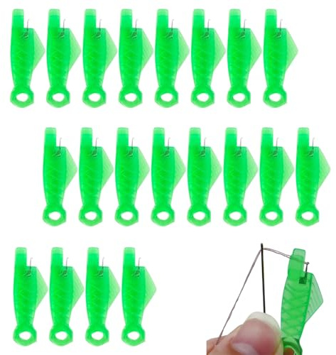 20Pcs Fish Mouth Sewing Machine Needle Threader, Fish Mouth Needle Threader Tool, Automatic Needle Threader for Sewing Machine, Sewing Needle Threader Quick Sewing Threader Needle Tool(Green)