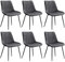 SONGMICS Esszimmerstuhl 6er Set, Küchenstuhl, Samt, Polsterstuhl, bis 120 kg belastbar, Stahlbeine, Gebogene Rückenlehne, für Esszimmer, Küche, grau-tintenschwarz LDC090G56