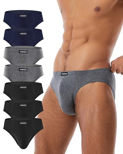 FORVEVO 7er Pack Herren Slips Baumwolle, Atmungsaktive Unterhosen Männer, Klassischer Weich Unterhosen mit Tasche, Stretch, Ohne Etikett(M,Schwarz&Marine&Grau)
