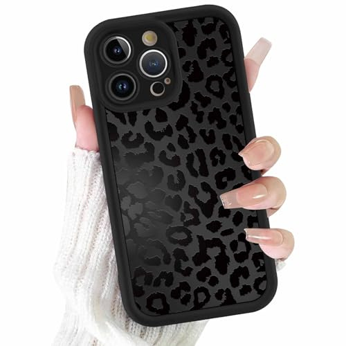ZhuoFan Cover per iPhone 13 Pro 6,1”, Aesthetic Leopardata Motivo Custodia Nero Opaca Ultra Morbida Sottile Leggera Silicone Antiurto AntiGraffio TPU Bumper Protettiva Case, 05