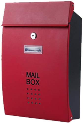 Buzones de Correos Exterior, Buzon Exterior Acero Inox, Buzón de Acero Galvanizado, Buzon de Pared, Estilo Moderno, 37x22x8cm(Red)