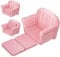 QPAU Aufblasbare Kleinkindcouch, extra groß, 97 x 70 x 71 cm, 2-in-1 umwandelbares Kleinkind-Sofa zu Liege, tragbares Baby-Sofa mit Plüsch für Jungen, Mädchen, Zuhause und Camping (Rosa)