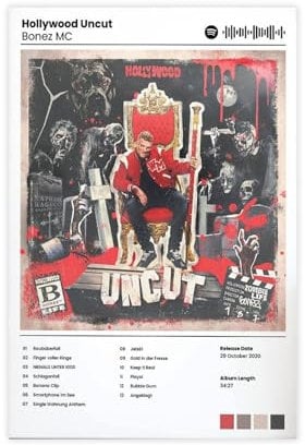 Album-Poster, Bonez MC Hollywood, ungeschnittenes Leinwandposter, Wandkunst, Dekordruck, Bild Gemälde für Wohnzimmer, Schlafzimmer, Dekoration, 30 x 45 cm