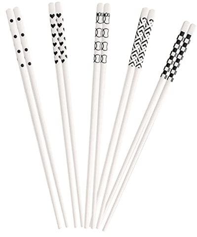 Cabilock Palillos De Cerámica Reutilizables 5 Pares Resistencia Alta Temperatura Diseño Infantil Para Cocina Doméstica Vajilla Para Servir Juego De Palillos