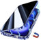 Yoursea Anti Peeping Case for iPhone 12 pro max, 360 Degree Front and Back Privacy Tempered Glass Cover, Anti SPY Screen, Anti Peep Magnetic Adsorption Metal Bumper for iPhone 12 pro max Blue