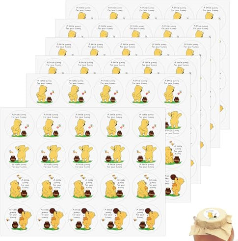 SAVITA 120pcs Autocollants en Forme d'Ourson, Étiquettes Mignonnes pour Baby Shower A Little Yummy for Your Tummy Autocollants de Dessin Animé pour Pots de Miel Sachets Cadeaux Bonbons à La Menthe