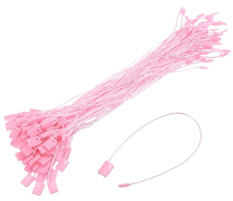 QUARKZMAN 500 Stück Nylon Hang Tag String 6,7 Zoll Snap Lock Pins Loop Preisschildbefestiger Plastiketikettenbinder Etikettenbinder für Kleidung Etikettenbinder mit Schnur Pink