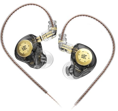 KZA COUSTICS EDX PRO - Auriculares con cable KZ IEM HiFi para juegos de música y graves pesados, auriculares intrauditivos, cable extraíble C PIN 0,75 mm (sin micrófono, negro)