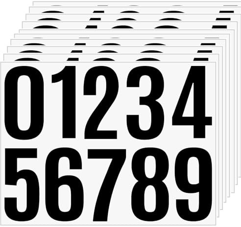Adhesivos Numéricos Impermeables 0-9, 100 Stickers Reflejantes Grandes para Buzón, Autoadhesivos Vinílicos Resistentes al Agua - Números para Puertas, Ventanas o Exteriores (10 Hojas, 10 cm)