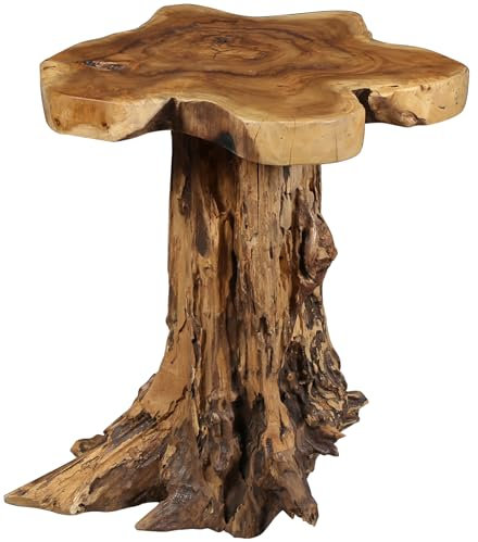 Beistelltisch Pflanzenständer Couchtisch Tisch Wohnzimmertisch Ablagetisch Podest – Wurzelholz Massivholz Teak 50×50 cm