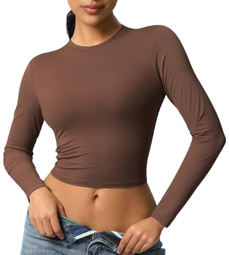 JTSONN Sport T-Shirt Damen Kurzarm Sportshirt Atmungsaktiv Funktionsshirt Oberteil Laufshirt Kompressionsshirt Rundhals Yoga Fitness Workout Gym Running Crop Top