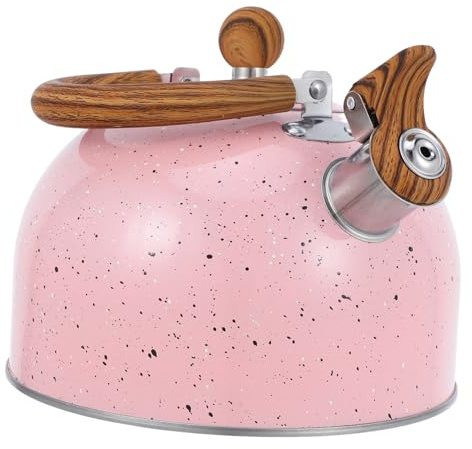 Whistling Tea Kettle 3l Pink Stainless Steel Foldable Handle | Stovetop Use, Anti-slip Grip, Compact Design, Back to School Party, Home and Outdoor Activities