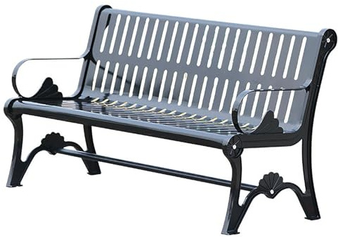 zxhrybh Outdoor Gartenbank – Metallrahmen aus Gusseisen mit Rückenlehne und Armlehnen, Stabile Parkbank für Hof, Garten und Terrasse(47.2in/120cm)