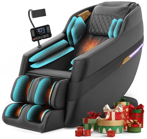 FURNIMAT SL-Track Massagesessel, 3D-Ganzkörpermassagesessel, Bein- und Taillenheizung, 8 Airbags, Fußrollenmassage, KI-Sprachsteuerung und Bluetooth-Lautsprecher, Zero Gravity