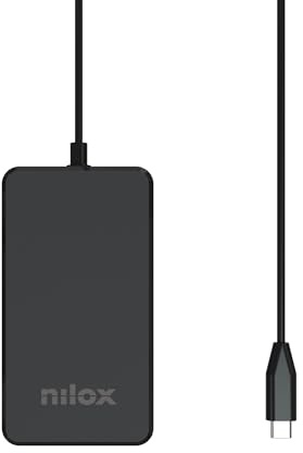 Nilox Caricabatterie USB-C GaN 65W per Laptop e Notebook, Alimentatore Fast Charge Power Delivery, Compatibile con MacBook Tablet Smartphone, Cavo USB-C 1,8 m, Design Compatto, Nero
