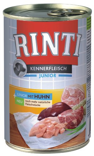 Rinti Pur Kennerfleisch Junior Huhn für Hunde, 24er Pack (24 x 400 g)