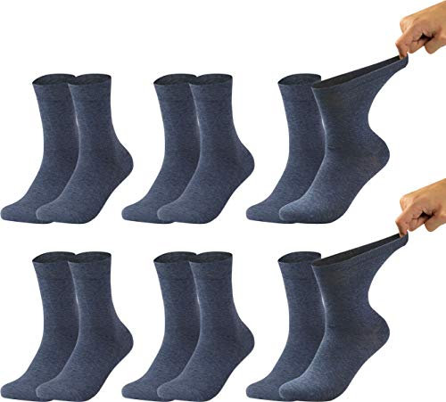 Vitasox Diabetikersocken für Herren, 6 Paar Jeans 43/46, ohne Gummi & ohne Naht, extra weit, venenfreundliche Diabetiker Socken, Gesundheitssocken gegen Einschneiden & Drücken, 31122