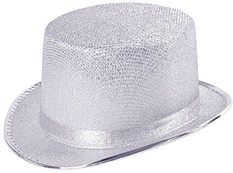 Bristol Novelty BH466 Silberfarbener Lurex-Zylinder, Unisex Adult, Silber, Einheitsgröße
