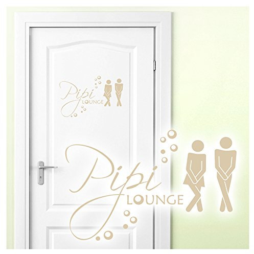Grandora Wandtattoo Sprüche PIPI Lounge Mann Frau I beige 27 x 18 cm I WC Türaufkleber Piktogramm Bad Badezimmer Wandaufkleber Wandsticker W755