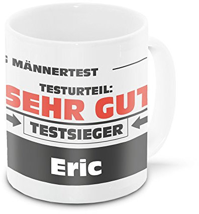 Namens-Tasse Eric mit Motiv Stiftung Männertest, weiss | Freundschafts-Tasse - Namens-Tasse