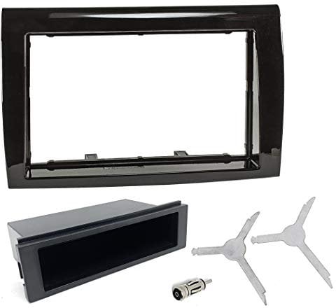 Sound Way Kit Montaggio Autoradio, Mascherina 1 DIN / 2 DIN, Vano Portaoggetti, Adattatore Antenna, Chiavi di Smontaggio, Compatibile con Fiat Bravo