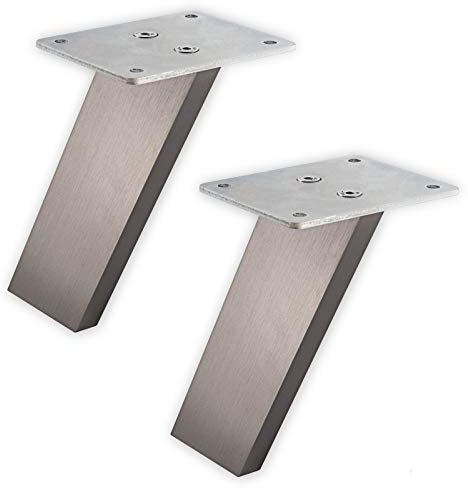 1 Paar (2 Stück) SO-TECH® Barkonsolen COUNTER - Design trifft auf Funktion - Alu massiv in Edelstahloptik fein geschliffen - Höhe 178 mm schräg 60° - Thekenstütze Tresenkonsole Bar-Konsole