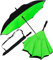 iX-brella Ombrello inverso automatico capovolto per aprire, nero-verde fluo, 106 cm, Ombrello inverso