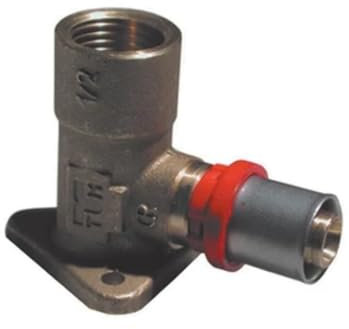 Raccordo curvo F con flangia 3/4 x20mm per tubo multistrato a pressare