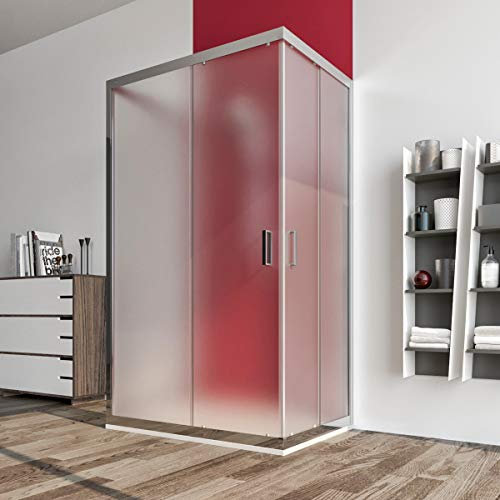 Box doccia cabina 3 tre lati 80x100x80 cm porta scorrevole vetro anticalcare opaco 6mm. Palma